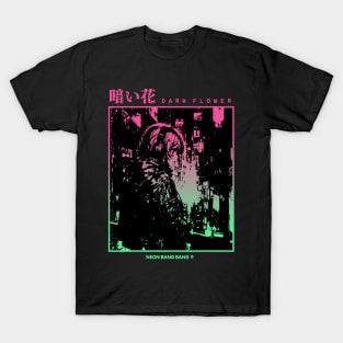 "Dark Flower" Cyberpunk Aesthetic Vaporwave Anime Manga Girl Japanese Streetwear T-Shirt